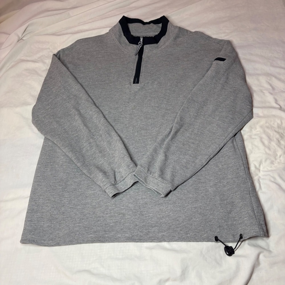 Carbon 2 Cobalt Mens XL Grey Ribbed Quarter Zip Pullover Sleeve Pocket Toggle